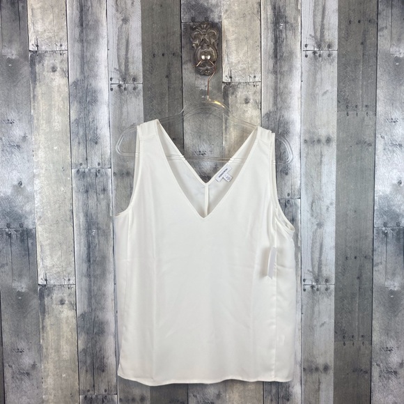 Nordstrom Tops - Nordstrom White Double V Neck Tank Size Large New!